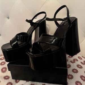 Black Chunky Platform Heels